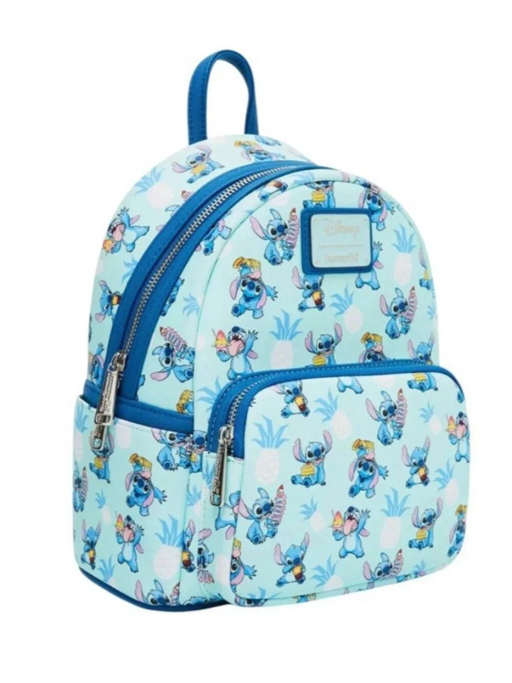 Loungefly Lilo & Stitch Snacking Pineapple Snow Cone Pizza AOP Mini Backpack NWT